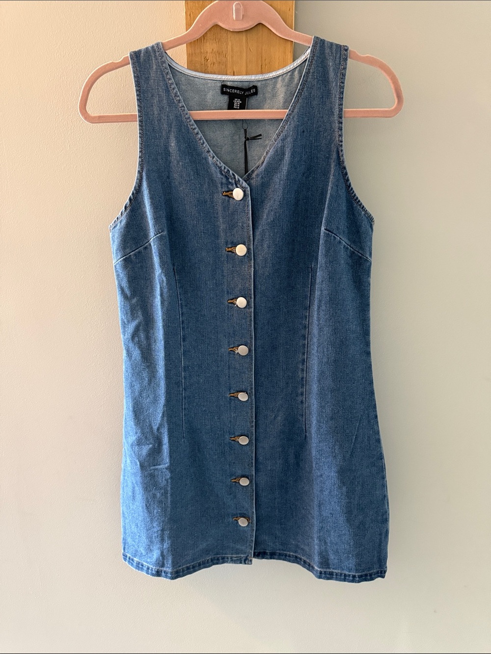 Sincerely Jules Denim Button-Front Mini Dress - Blue